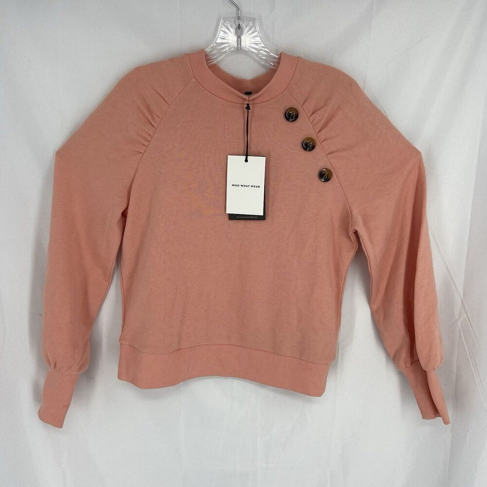 Who What Wear Women’s Long Sleeve Knit Sweater Size Extra Small Button Accents
